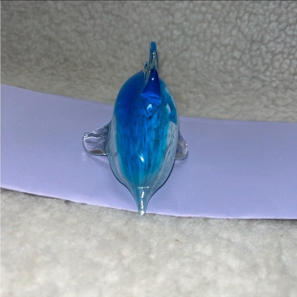 Art Glass paper weight jumping dolphin blue & white 3" x 6" - Picture 9 of 9